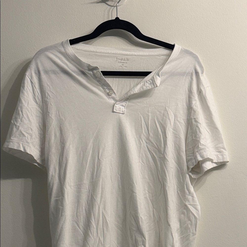 J. Crew Men's Classic White Short Sleeve Henley